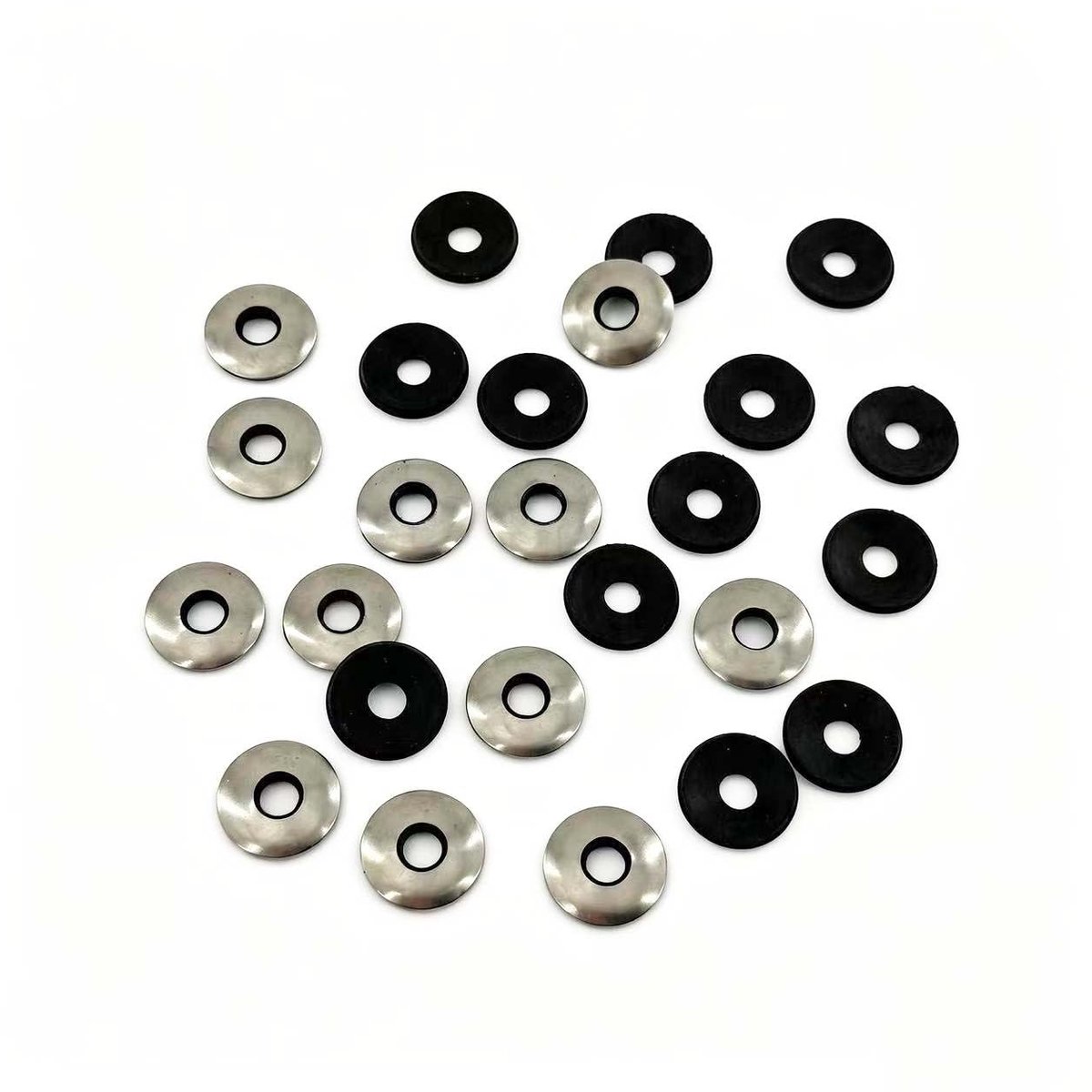 Ringen met EPDM-afdichting, roestvrijstalen sluitringen en afdichtringen, carrosserieschijven met neopreen pad, roestvrijstalen sluitringen (M8 x 22 mm, 20 stuks)