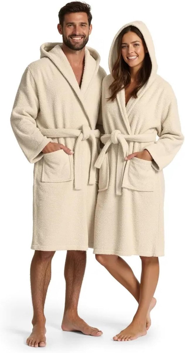 Badjas met capuchon, 100% katoen, Oeko-Tex, badjas voor dames en heren, Amerikaanse badstof 420 g/m², zacht en zeer absorberend