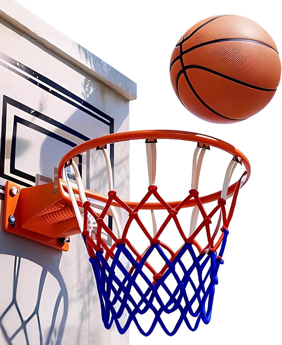 Duty volwassen standaard maat 18" basketbalhoepel, doel wandgemonteerde basketbalvelg, dubbele veer basketbalring en complete installatiekit