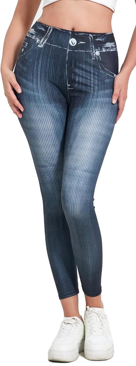 One Clothing Jeggings voor dames, lichte, elastische leggings in jeansprint, met de look van een nauwsluitende jeans