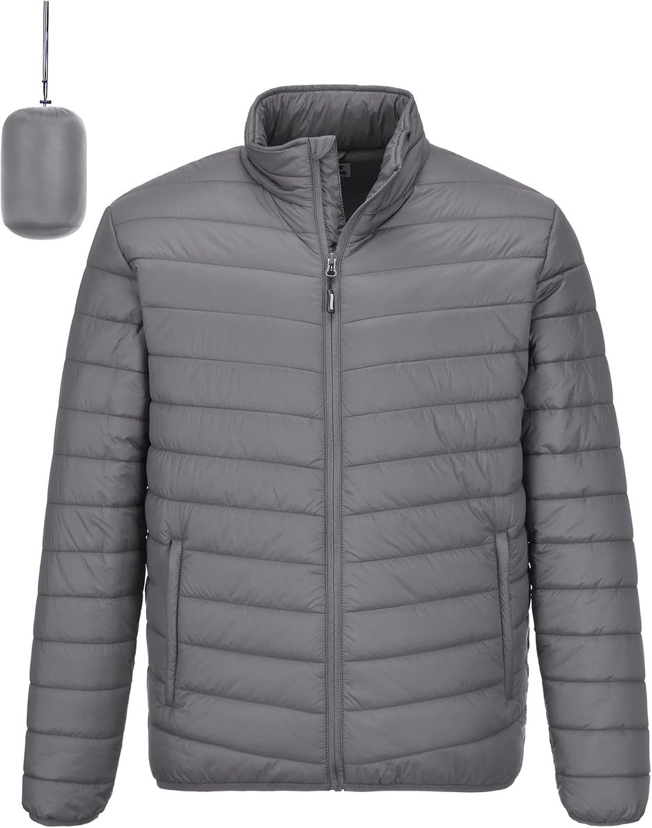 Ventures Gewatteerde jas voor heren, lichtgewicht, warme overgangsjas, waterdicht, met 3 zakken, voor outdoor, casual, wandelen