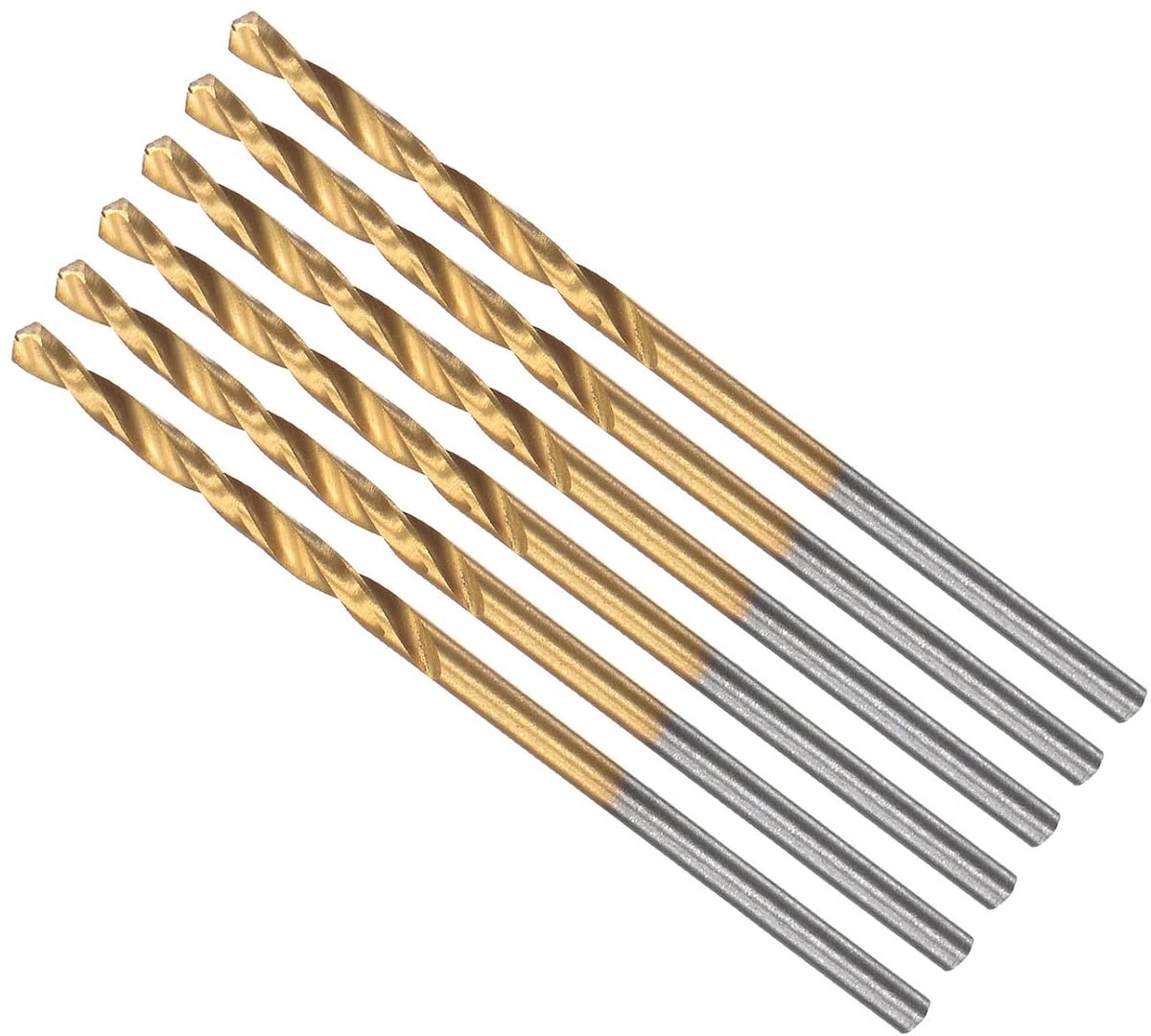 Draaiboor 1,7 mm boordiameter titanium gecoat hoogwaardig staal 6542 rechte ronde schacht - (gebruik: voor roestvrij staal legering metaal) 6 stuks