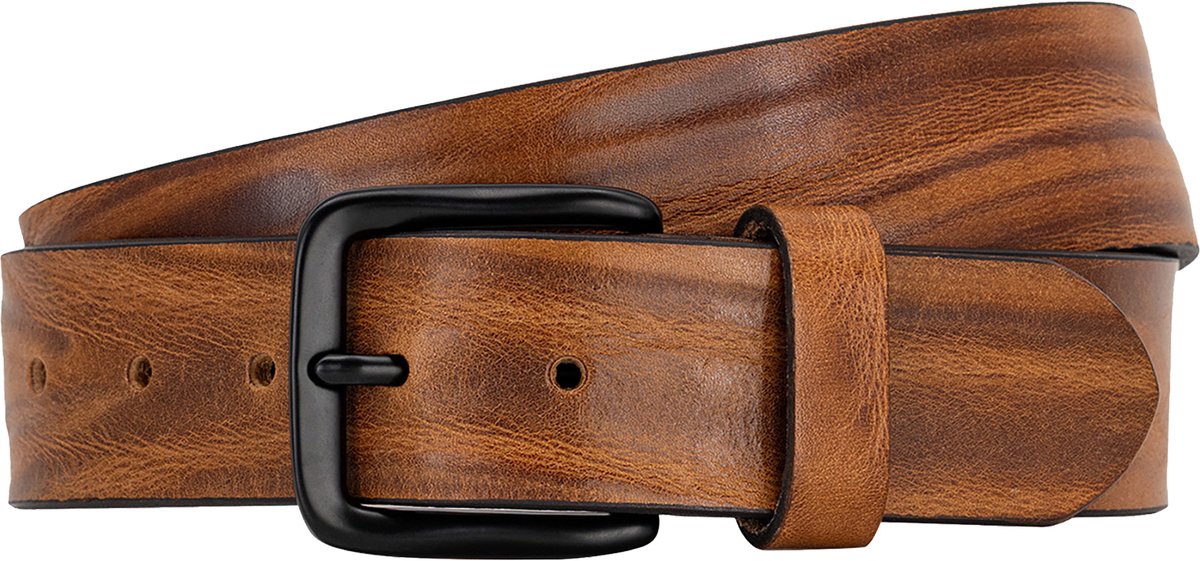 LINDENMANN leren heren riem - cognac
