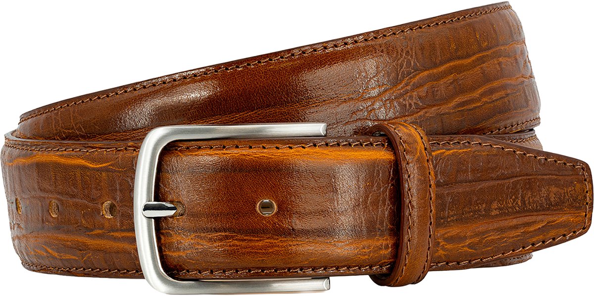 LINDENMANN leren heren riem - cognac