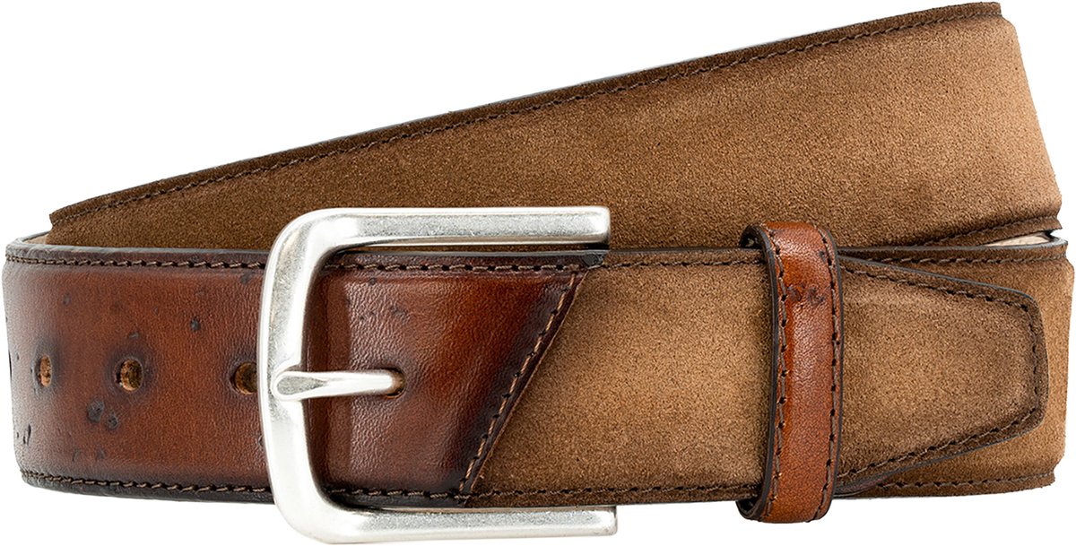 LINDENMANN leren heren riem - cognac