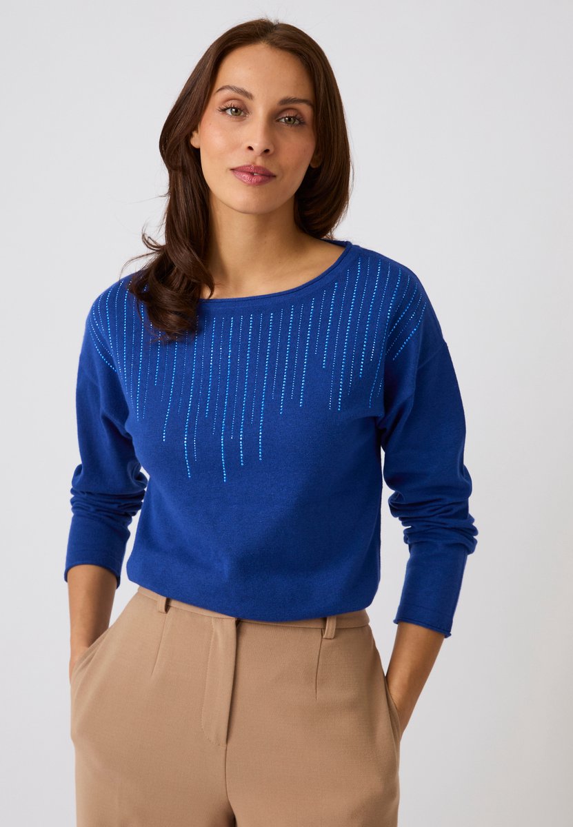 Damart - Pull met strass-steentjes - Dames - Blauw - L