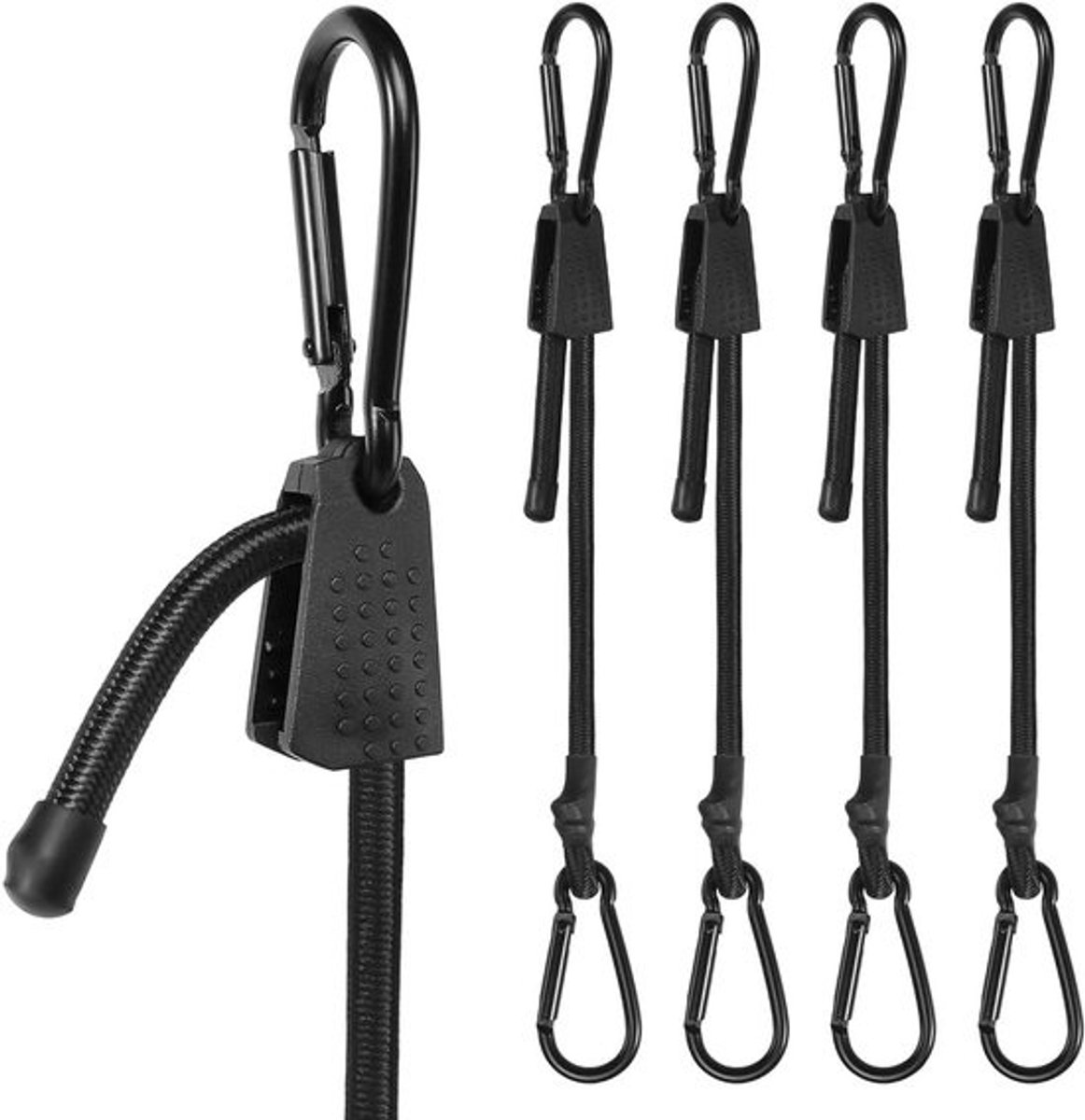 SnelShoppen - 4 stuks expander van 100 cm - Met haken - Verstelbare extra sterke rubberen spanband - Voor bagage, tuin, auto en zonnedoeken