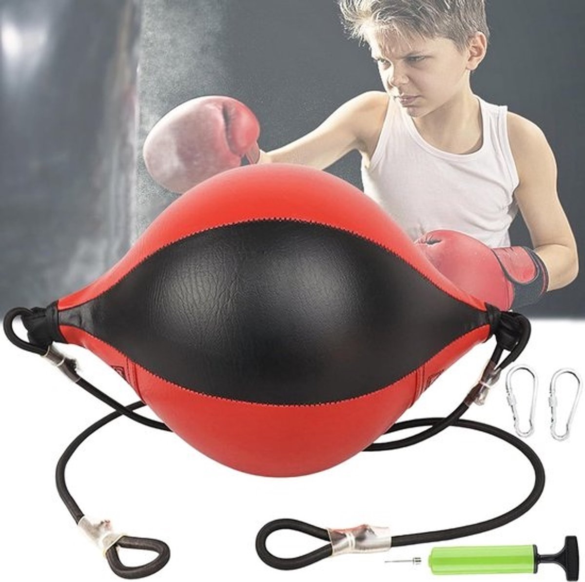 Hanging punching ball van leer voor boksen en MMA-training met speedballset