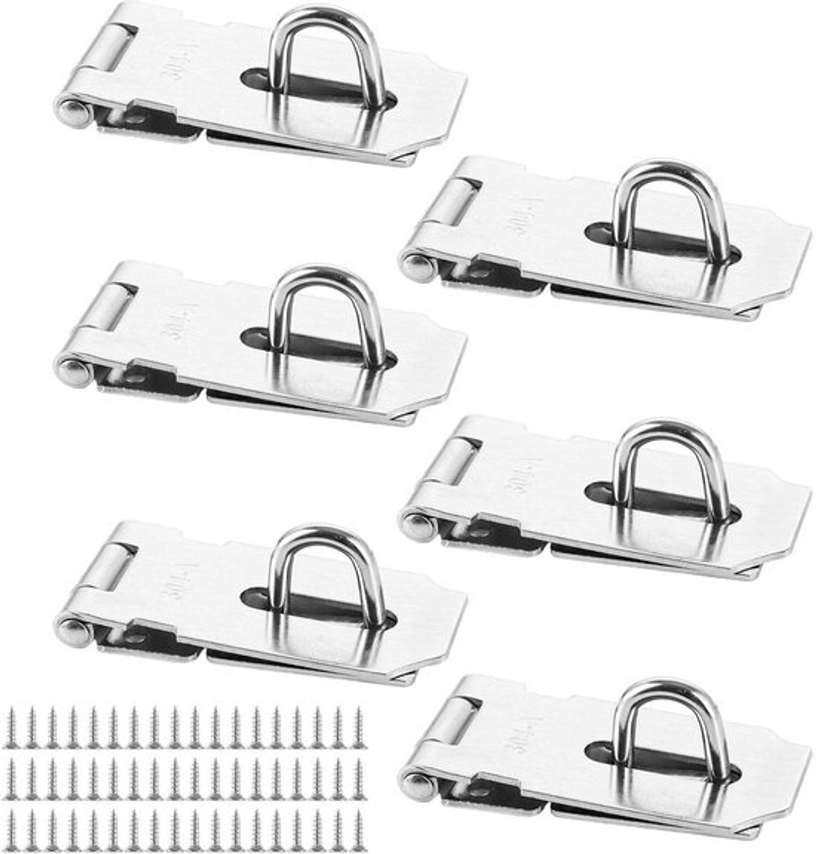 Solidchoice - Set van 6 RVS-hangsloten met schroeven