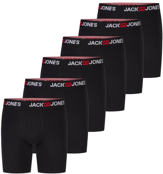 Set van zes zwarte Jack & Jones boxershorts met elastische taillebanden voorzien van het merklogo.