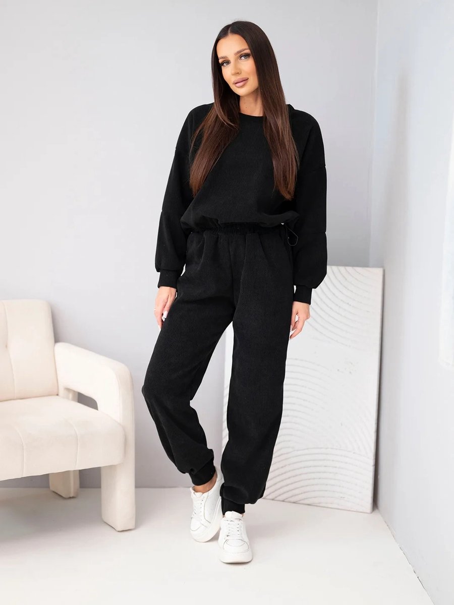 Dames Joggingpak – Lounge Set - Zwart - Comfort & Stijl - Maat M