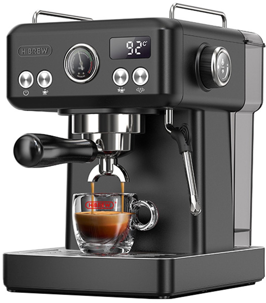 HIBREW H5A Semi-automatische koffiemachine, 1,2L watertank, 15 bar & Smart Brew