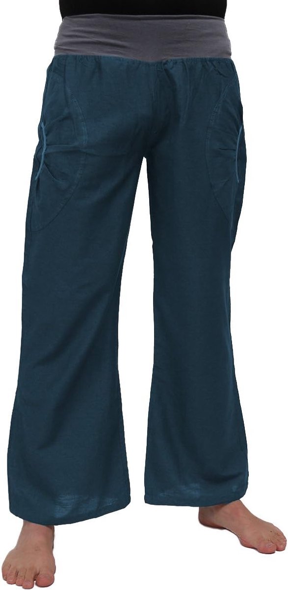 Yogabroek van katoen, met stretchband en twee praktische zakken, perfect voor yoga en als harembroek, uniseks voor mannen en vrouwen, diverse maten en designs