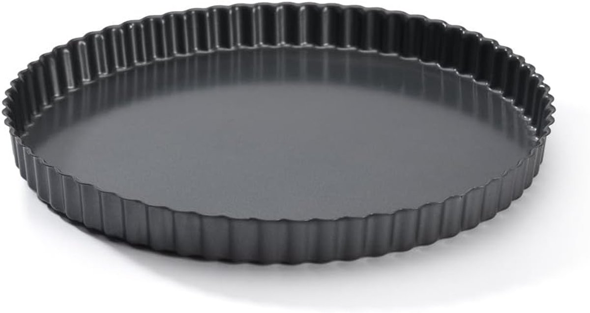 Ronde gekartelde taartvorm met rechte rand, 32 cm, staal, zilver, 28,8 x 22,4 x 3,2 cm