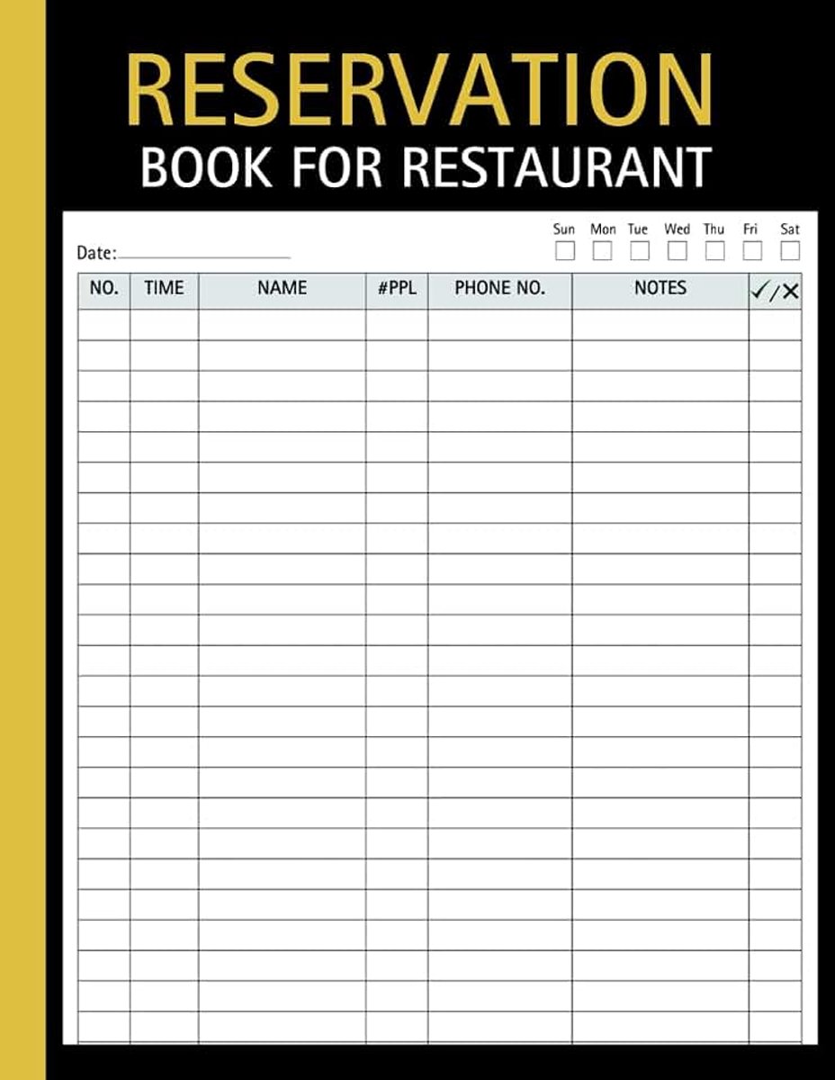 Reservation Book for Restaurant Undated: 365 Day Guest Booking Diary with Supplier's Contact Pages