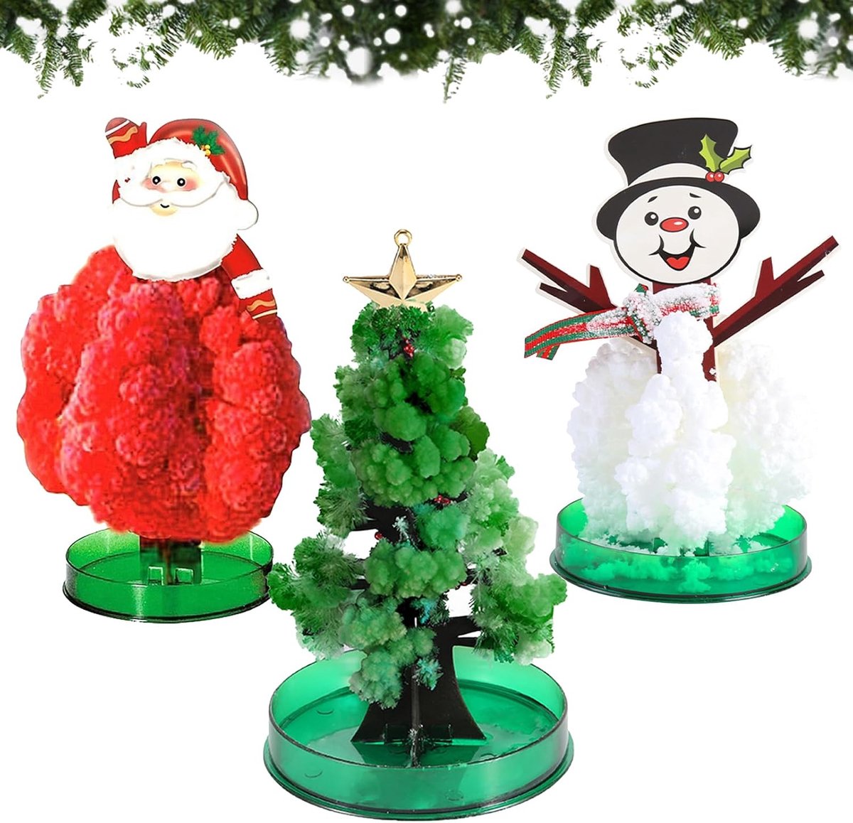 3 stuks mini-kerstboom, magische papieren boom, doe-het-zelf kristallen kweekset, kinderwetenschappelijke kits speelgoed, Magic Tree, kerstspeelgoed, leerhandleiding (3B)