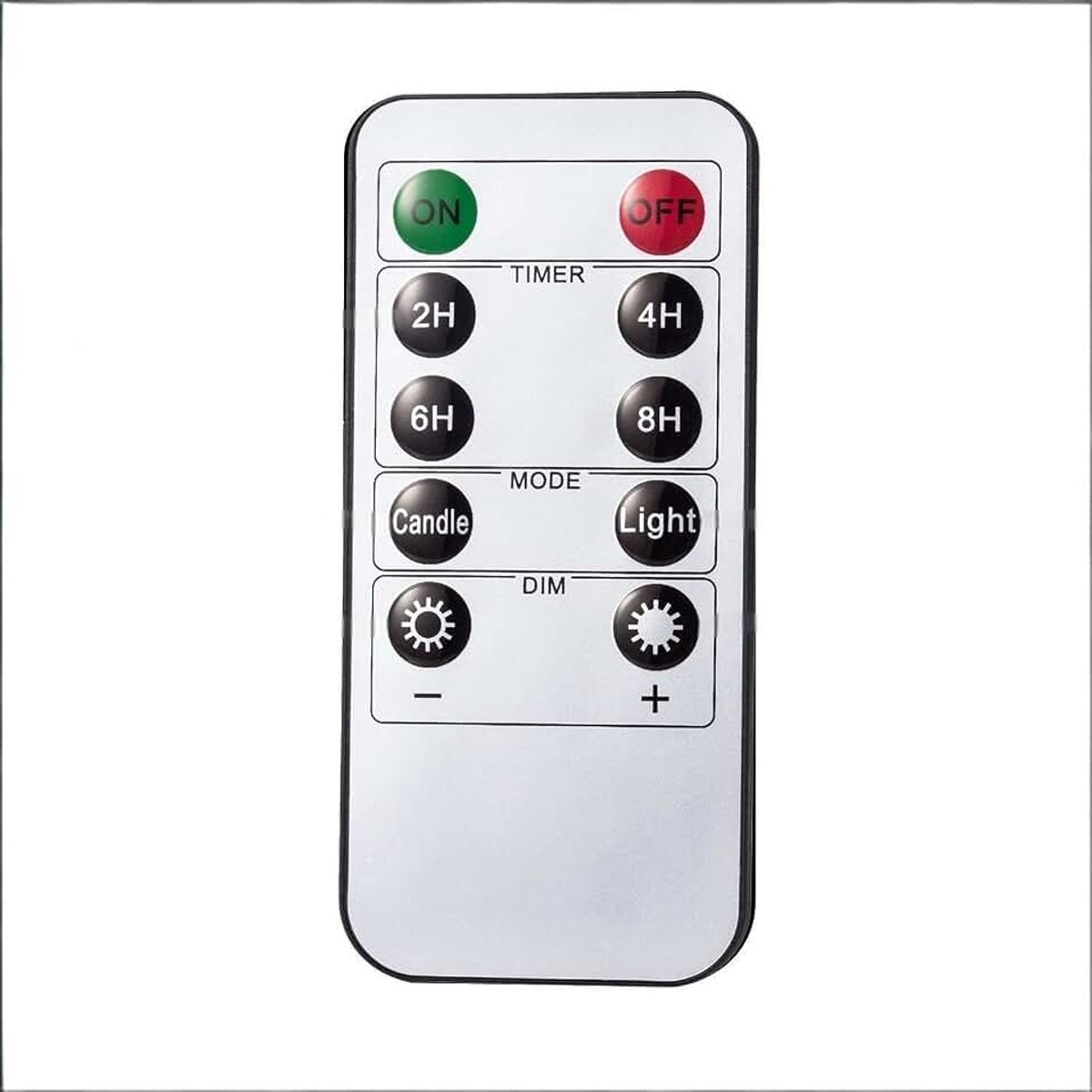 Afstandsbediening voor LED-kaarsen – Dimmen, Timer 2/4/6/8 Uur, 24-uurs Automatische Cyclus, Flikker-/Constant-stand. Werkt Alleen met Koelaa LED-kaarsen