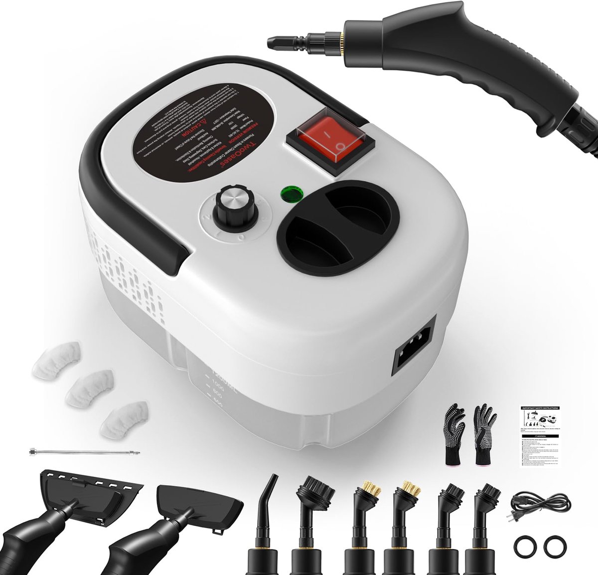 Stoomreiniger – 2500W – Handstoomreiniger – 3 Bar – 1200 ml – 6 standen – 15 sec. opwarmtijd