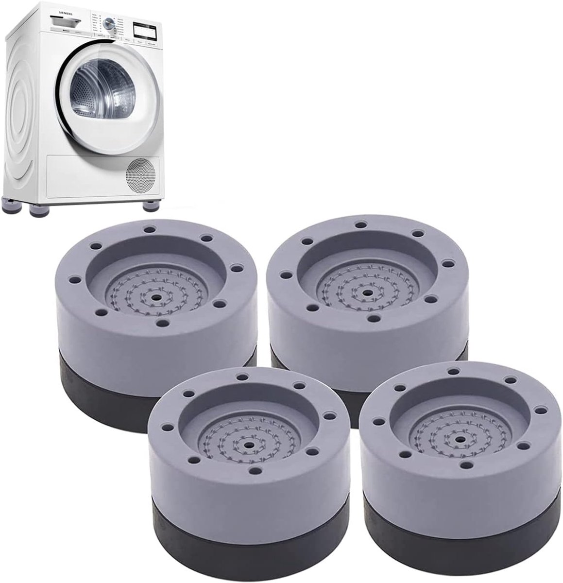 Wasmachine universeel, 4 stuks, anti-vibratiemat, rubber, voor wasmachine en wasdroger