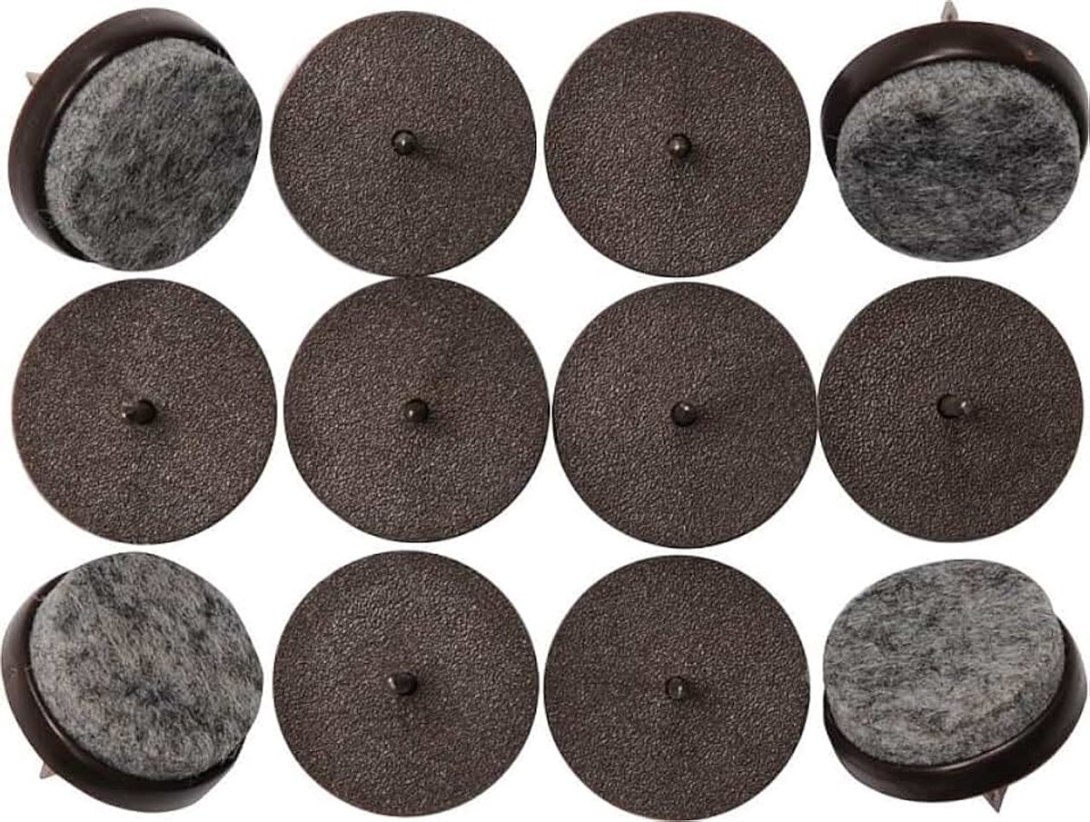 Meubelglijders, staal, anjers, diameter 20 mm, bruin, 12 stuks