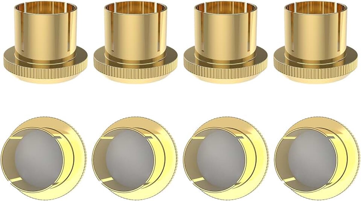 High-end HiFi RCA kabelbox stofdichte Cinch caps rhodium plated eindkap, audio-RCA-bescherming beschermt voor cinch-aansluitingen (8 stuks) | Vergulde afdekking, voor RCA-aansluitingen