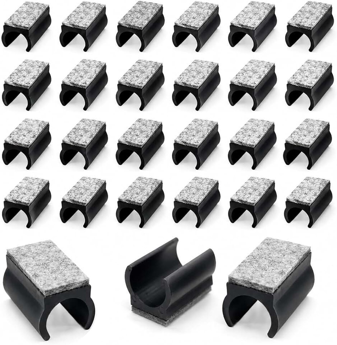 24 stuks 25 mm stoelglijders, vrijdragende stoelglijders, met een antislip oppervlak van geluidsabsorberend vilt, dat geluiden dempt en de vloer beschermt, zwart