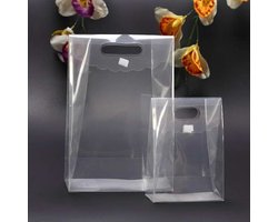 C.X.Y. 24 stuks bruiloftstassen, cadeauzakjes voor gasten, bruiloft, pvc, transparant, met sluiting (klein plus 15,5 cm (l) x 7 cm (b) x 21 cm (H))