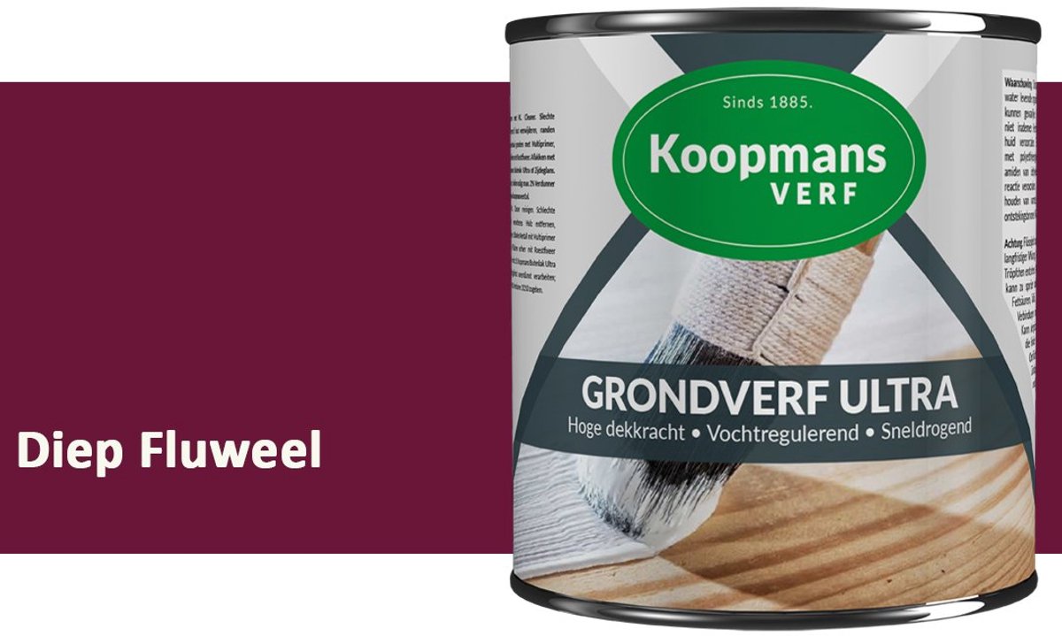 Koopmans Grondverf Ultra – Grondverf Hout & Metaal Binnen en Buiten – Vochtregulerende Primer – Hoge Dekking – Zijdeglans – Diep Fluweel – 375 ml