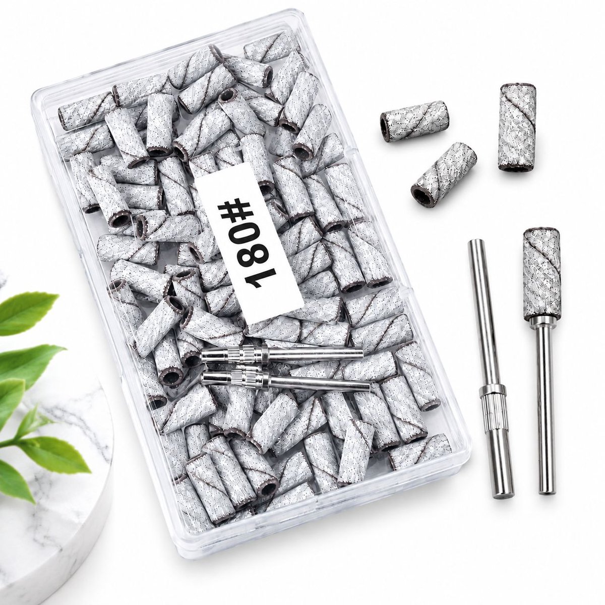 VHV - Nagelfrees Schuurrolletjes - Nailboor schuurbandjes 180 grit-100 stuks Inclusief 2 schuurbandspindels - Nagel Bitjes - Nagelvijl electrisch - Manicure set - Nagel Frees - Bits - Opzetstukjes