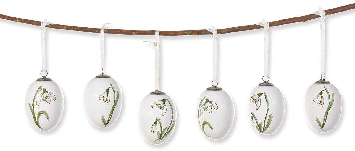 LOBERON Paasei set van 6 Willmare wit/groen