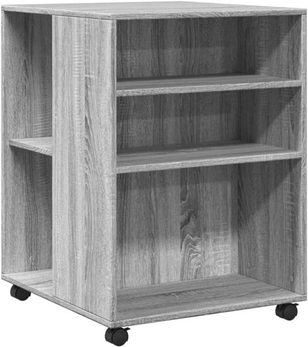 Bijzettafel met wieltjes 55x60x78 cm - Houten salontafel voor woonkamer, praktische lamptafel en wandtafel