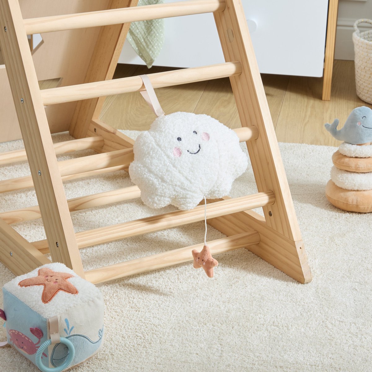 Atmosphera Kids Noa Knuffelkussen Wolkje - 20x20x8cm - Met Muziek - Wit