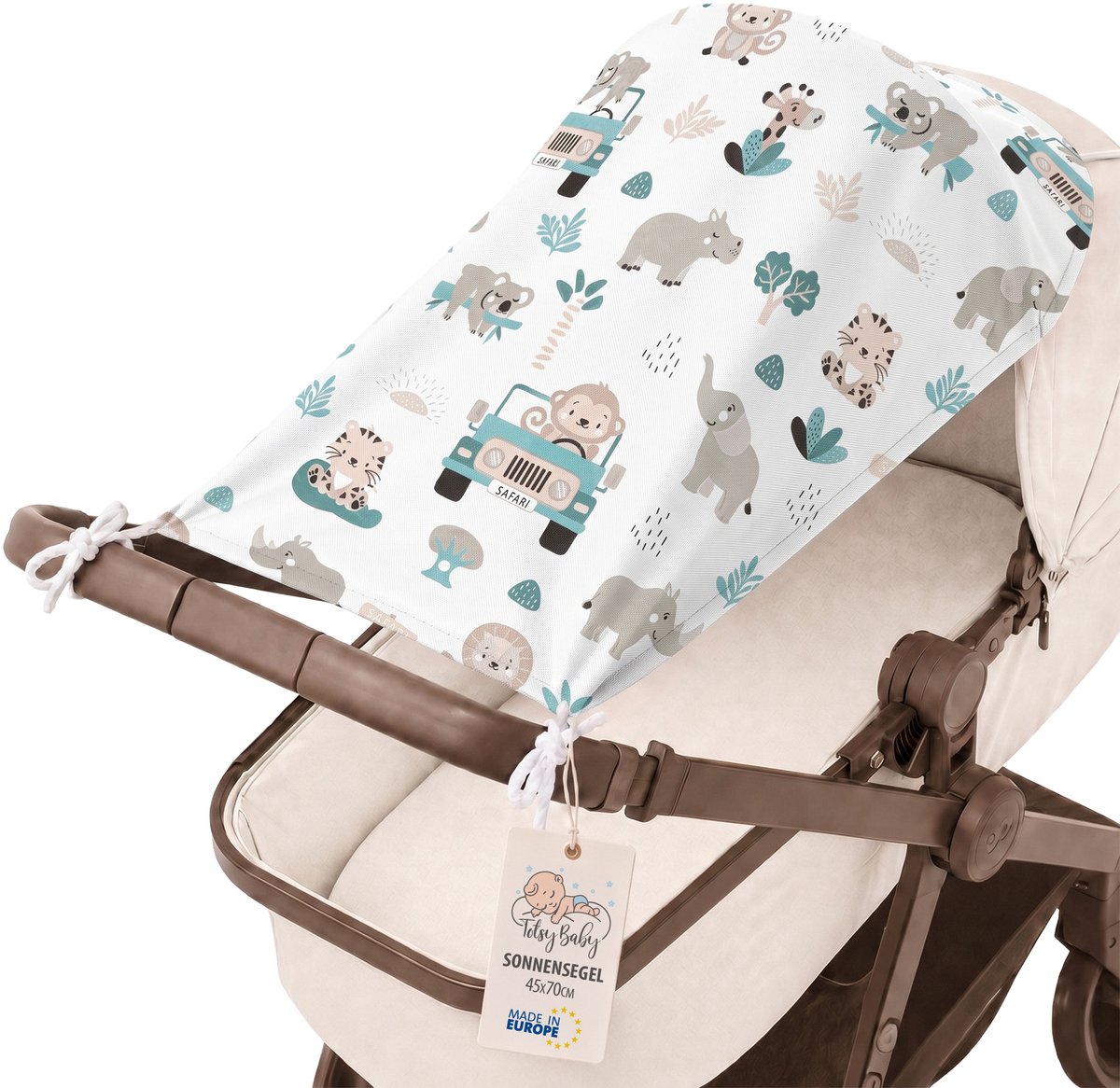 Zonbescherming Kinderwagen 70 x 45 cm UV Zonwering Baby Schaduwdoek voor Buggy Sportwagen Wandelwagen tegen Zon Wind en Regen Opvouwbaar Afrika