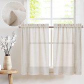 Veel van 2 gordijnen breese-bise aspect beige linnen voor keuken, bistro, keuken, met pas-tringle, rechtbanken, caravan, stijl landhuis, halfdoorzichtig, 65 x 90 cm (l x H)