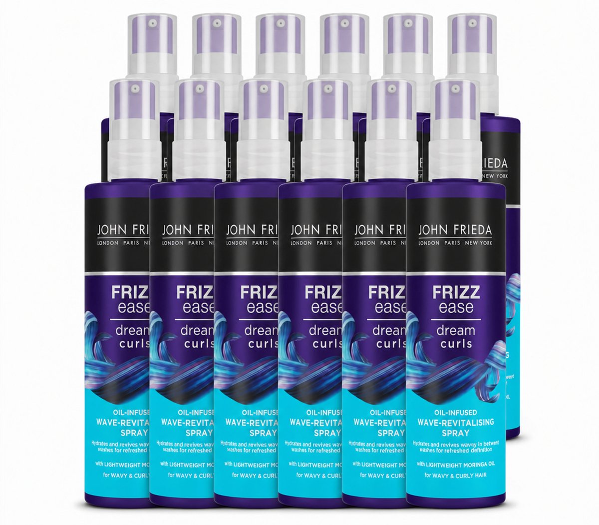 12 x John Frieda – Spray – Frizz Ease Dream Curls Oil Infused Revitalising – Hydraterend en verfrissend – 150 ml - Voordeelverpakking - 12 stuks