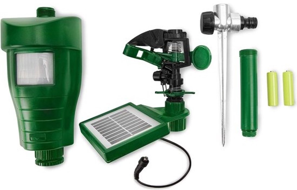 Water Jet Solar Dierenverjager | Bereik 10 m | Met Bewegingsdetector | Afschrikmiddel voor Reiger Kat Hond
