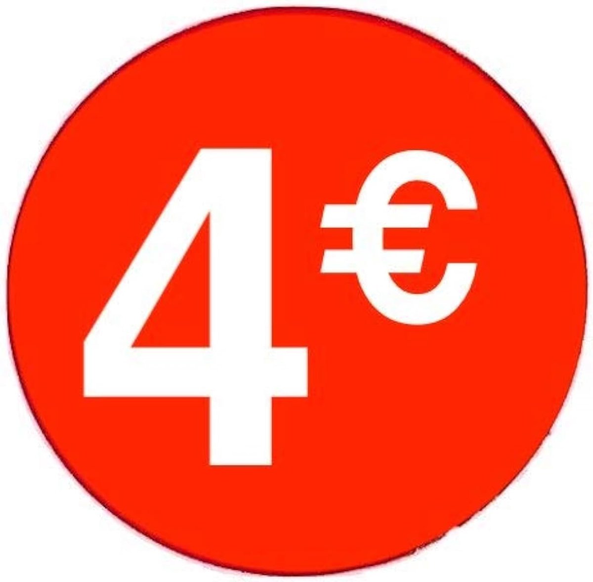 4 € Euro, verpakking van 1000, kleefstof 35 mm rood, prijsstickers, DiiliHiiri