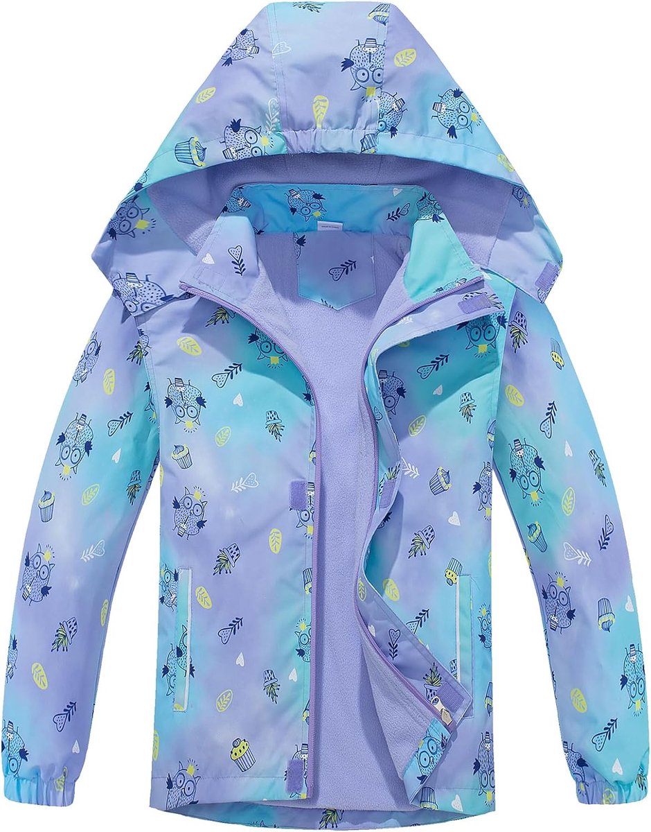 Meisjes Softshell Jas Met Fleece Voering Overgang Jas Druk Wandel Jas Outdoor Jas Warm Winddicht Ademend Lente Herfst