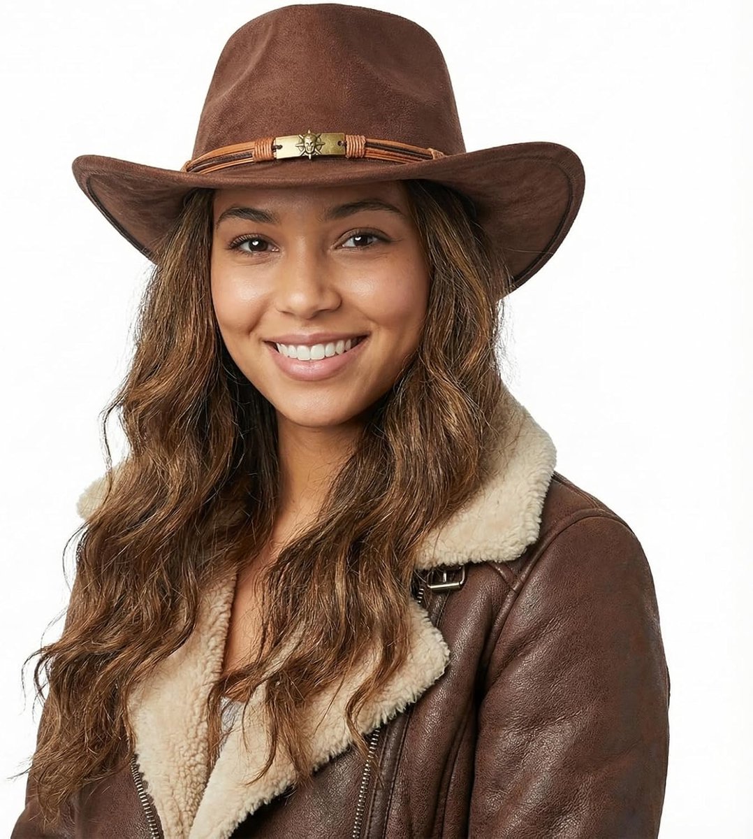 Brede rand panama westernhoed suède cowboyhoed etnische stijl cowgirl-hoed met touwdecoratie voor dames en heren