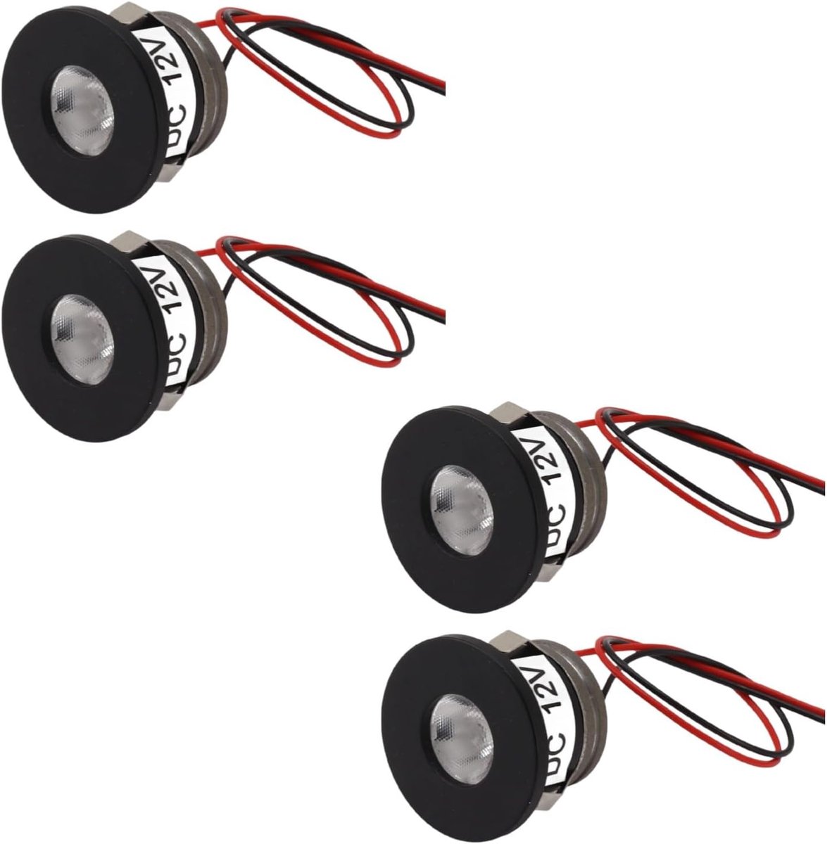4 stuks mini-led-spot, inbouwspot, 15 graden, 1 W, 80 lm, plafondinbouwlamp, mini-licht, voor sieradenvitrine, 12 V DC