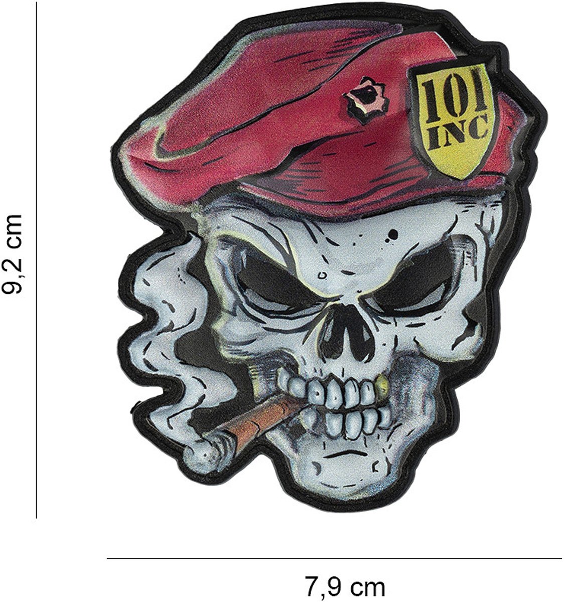 Embleem 3D UV Skull red beret #8042