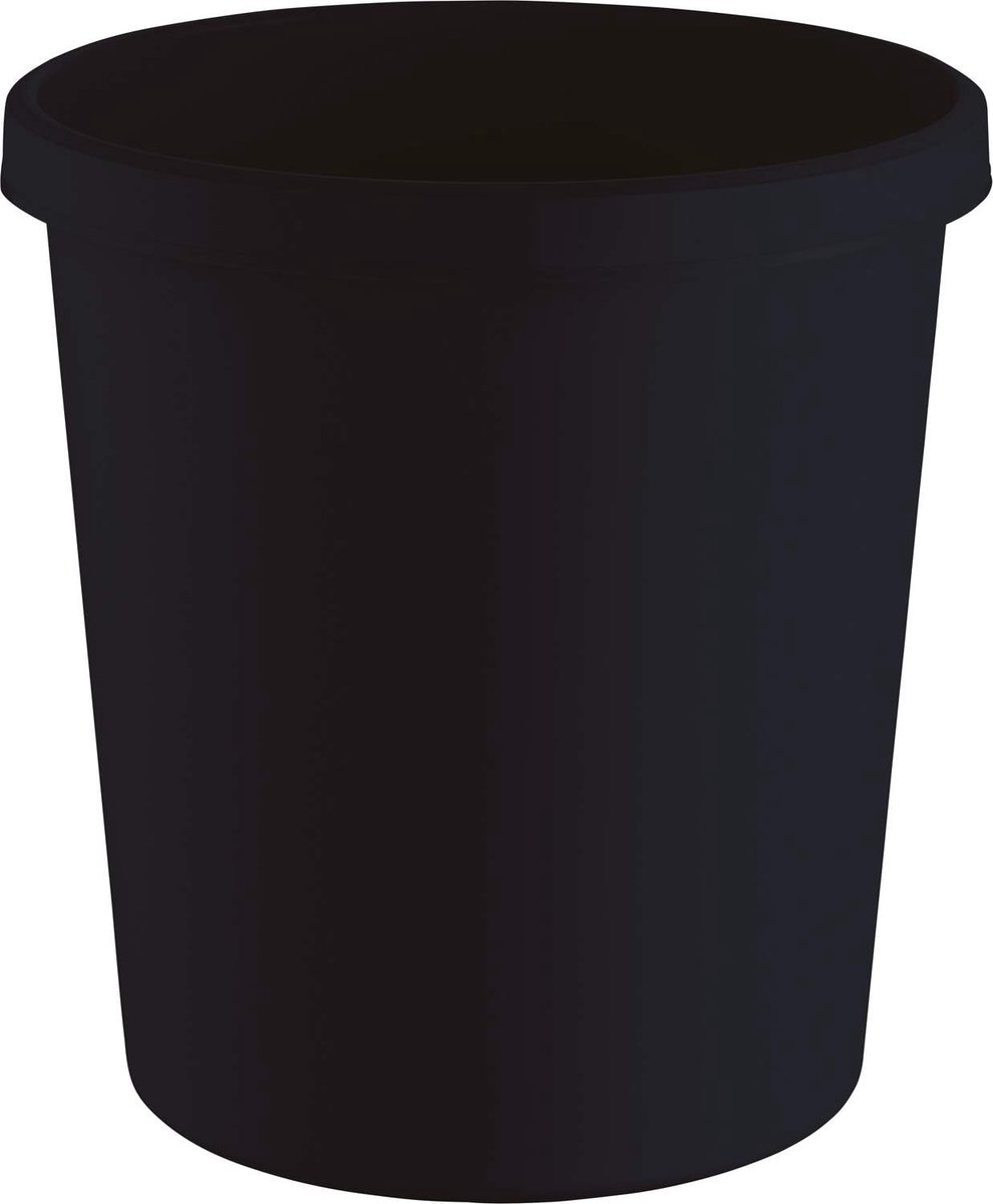 Prullenbak van gerecycled kunststof, 18 liter, antraciet-zwart, cilindrisch, met handgreep