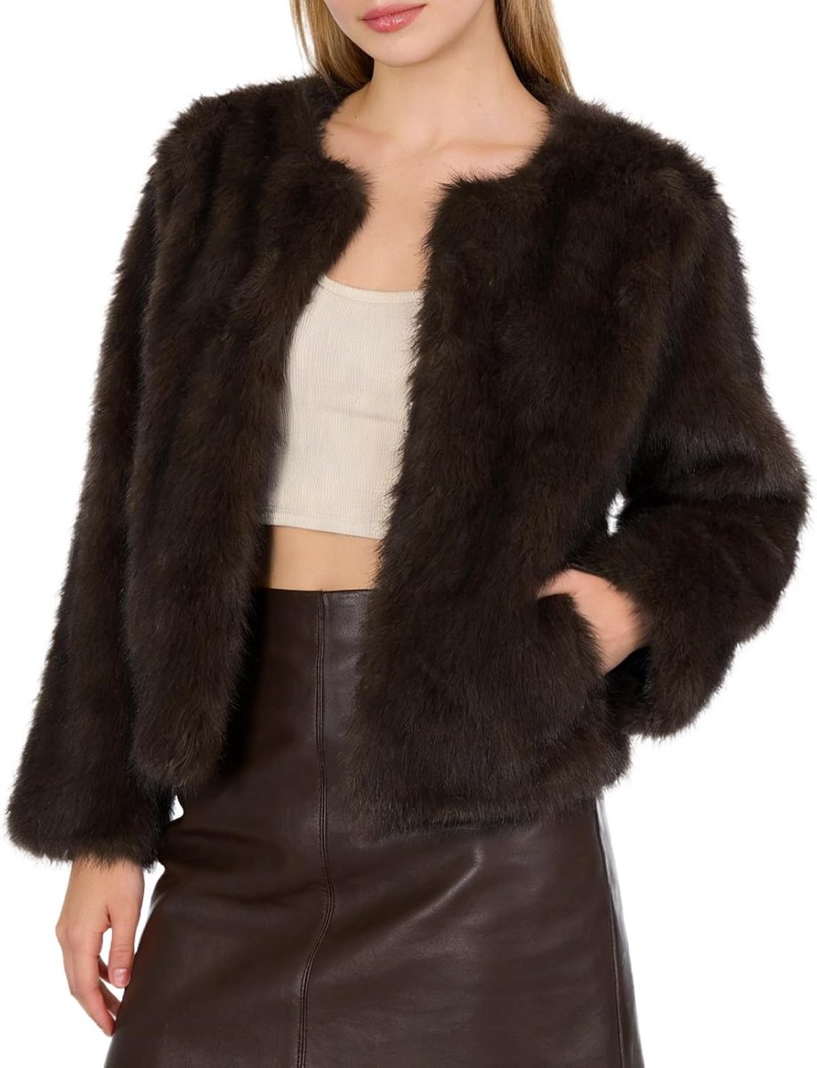 Bontjas dames kunstbont jas bontjas imitatiebont mantel pluche jas fleece jas bontjas lange mouwen faux fur jas winterjas met zakken