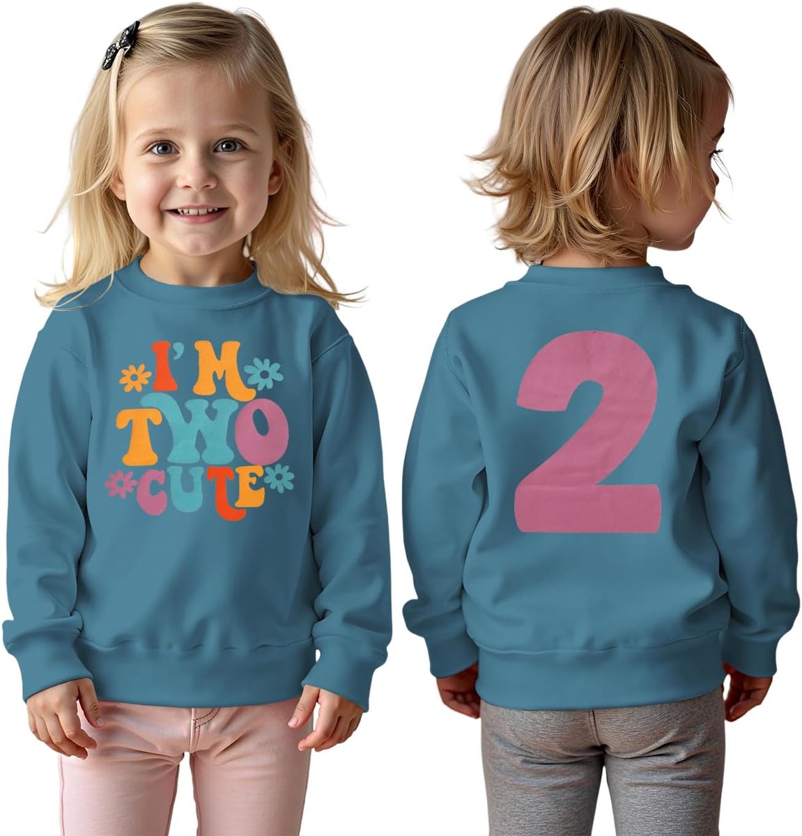 C&M WODRO 2e verjaardag meisje sweatshirt "I'm Two Cute" printer trui tweede verjaardag babykleding kinderen ronde hals lange mouwen baby aankondiging outfits herfst winter trui