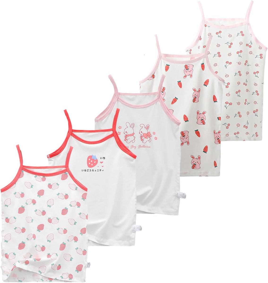Camisole katoenen vesten Undershirts Gedrukte zachte tanktops mouwloze kindervesten voor 2-8 jaar,5 pack