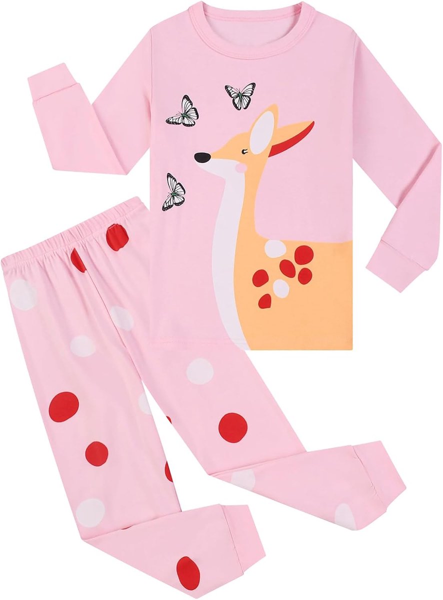 Pyjama Katoen Nachtlichteffect Eenhoorn Kat Uil Hert Lange Mouwen Herfst Winter 3-12 Jaar