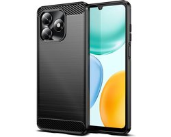 Compatibel met Honor X5C/Honor X5C Plus, Ultradunne Mobiele Telefoon Case met Schokabsorptie, Koolstofvezel TPU Beschermhoes (Zwart)