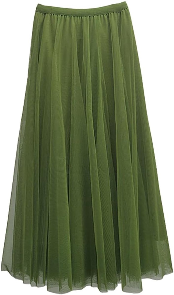 Maxi-tule rok voor dames, A-lijn, midi-rok, onderrok, gelaagde rok, plooirok, dames, tule rok met hoge taille, podiumjurk, mesh, tutu, rok voor bruiloft en feest