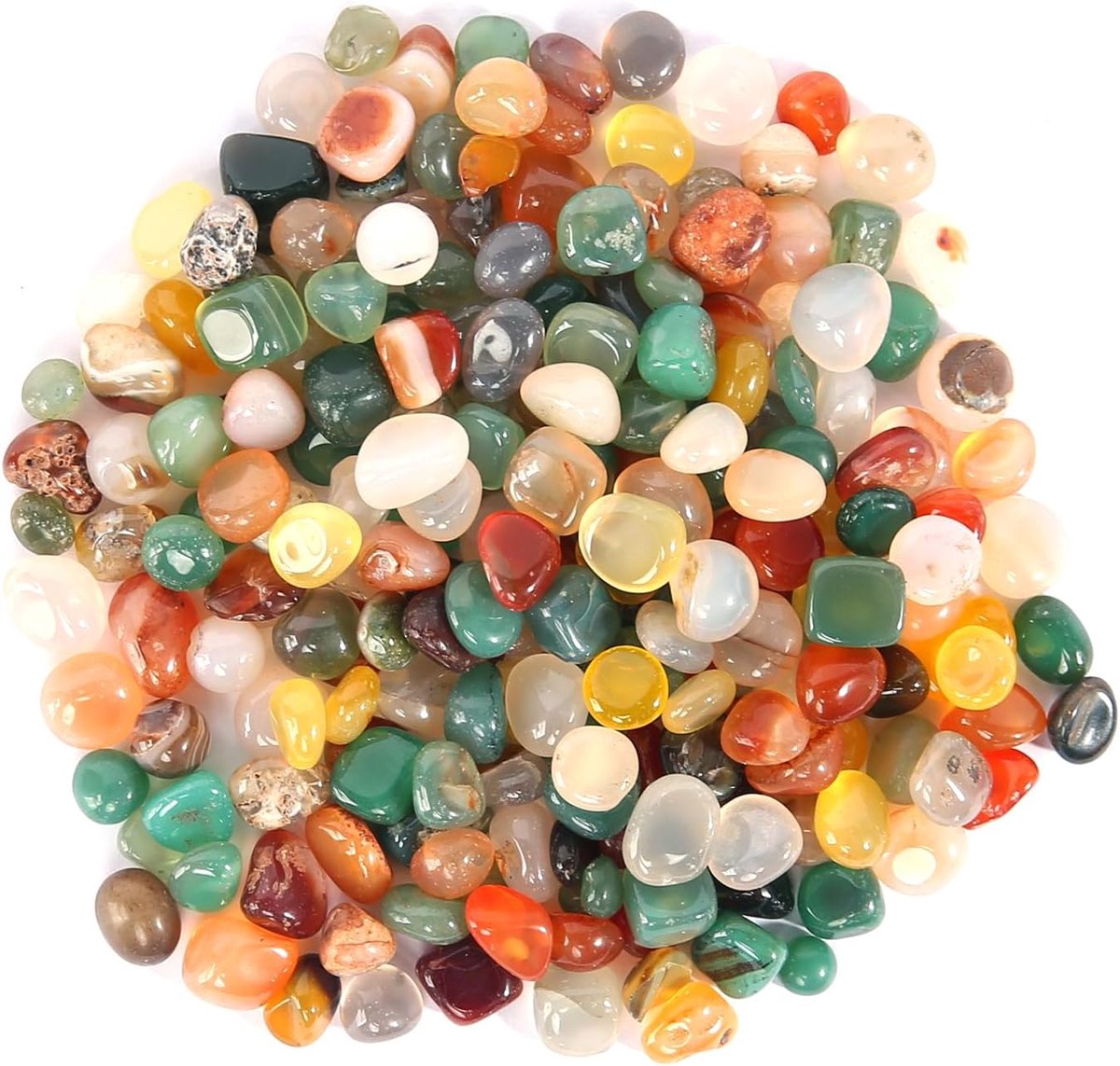 500 g kleine natuurlijke kleurrijke trommelstenen, agaat, trommelstenen, halfedelstenen, mix voor doe-het-zelf gebakken edelstenenspel, kinderverjaardag