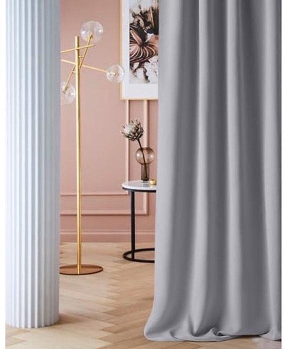 Verduisteringsgordijn met Ringen - Lichtgrijs - 140 x 250 cm - Ondersteunend voor Woonkamer en Slaapkamer